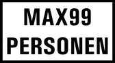 Max 99 personen tekststicker 200 x 150 mm