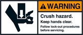 Warning Crush hazard sticker, vertical ANSI, 2 per vel 70 x 160 mm