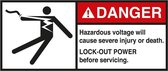 Danger Hazardous voltage Lock-out sticker, ANSI, 2 per vel 35 x 80 mm