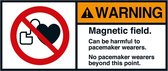 Warning Magnetic field sticker, ANSI 70 x 160 mm