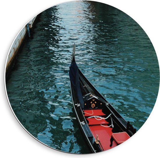 Forex Wandcirkel - Gondel in de Wateren van Venetië  - 40x40cm Foto op Wandcirkel (met ophangsysteem)