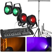 BeamZ lichtset met DMX controller, draadloze DMX en 4 krachtige BeamZ COB50 spots + standaard