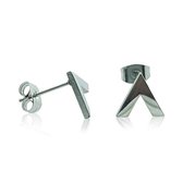 Aramat jewels ® - Oorknoppen v bar zilverkleurig chirurgisch staal 10mm x 11mm