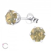 Aramat jewels ® - Zilveren oorbellen 6mm opaal zand swarovski elements kristal