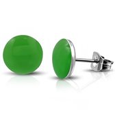 Aramat jewels ® - Ronde zweerknopjes groen acryl staal 7mm
