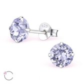 Aramat jewels ® - Oorstekers sterling zilver 6mm swarovski elements kristal lila