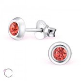 Aramat jewels ® - Zilveren swarovski elements kristal oorbellen rond 5mm padparadscha