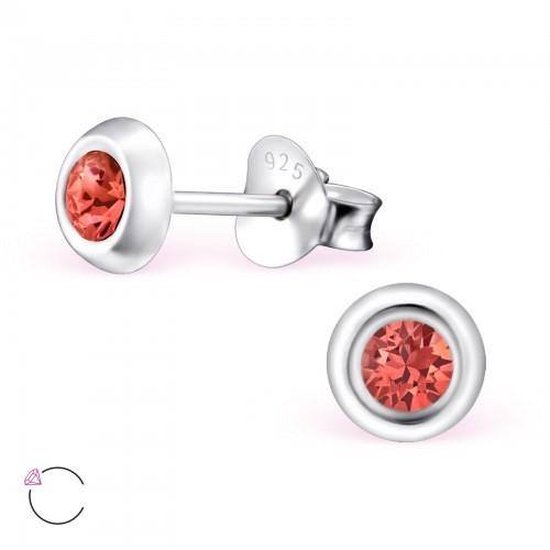 Aramat jewels ® - Zilveren swarovski elements kristal oorbellen rond 5mm padparadscha