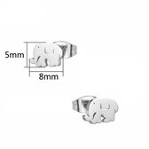 Aramat jewels ® - Zweerknopjes oorbellen olifantje zilverkleurig chirurgisch staal 8mm x 5mm