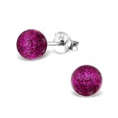 Aramat jewels ® - Zilveren pareloorbellen glitter 925 zilver roze 6mm