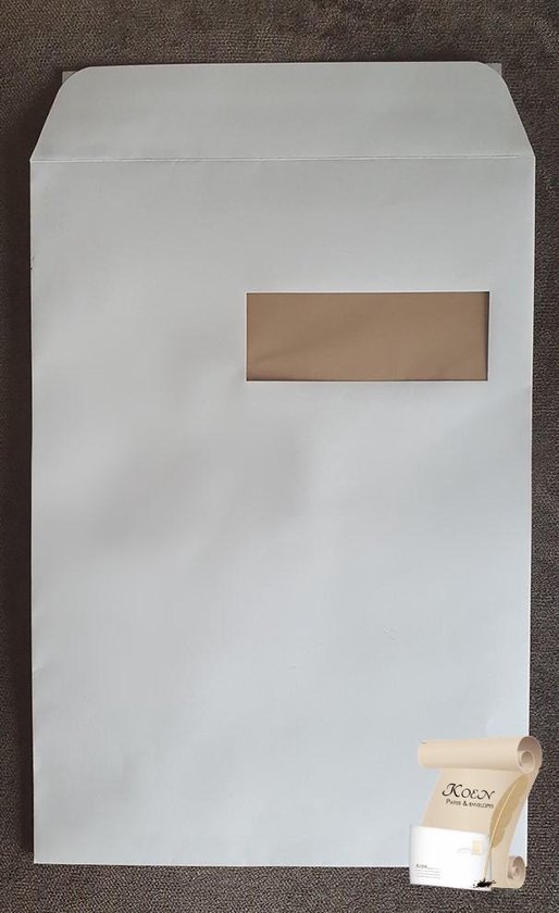 Netuno 250 witte C4 enveloppen 229x324mm rechte klep zelfklevend met venster links 90g voor documenten brieven