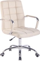 Bureaustoel - Bureaustoel voor volwassenen - Design - In hoogte verstelbaar - Kunstleer - Crème - 56x62x104 cm
