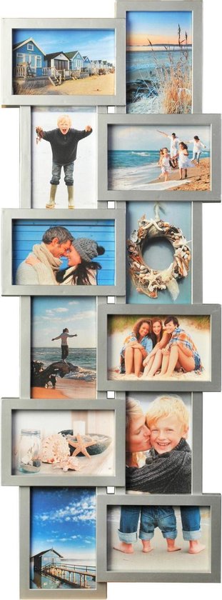 Cadre photo - Henzo - Galerie de vacances - Cadre de collage pour 12 photos - Format photo 10x15 - Argent