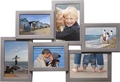 Fotolijst - Henzo - Holiday Gallery - Collagelijst voor 6 foto's - Fotomaat 10x15 cm - Zilver