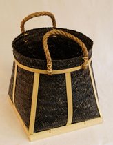 Nusa Originals - Mandenset Bali Bamboe Zwart - Set van 2 - Handgemaakt & Duurzaam - Diameters 45 en 30cm