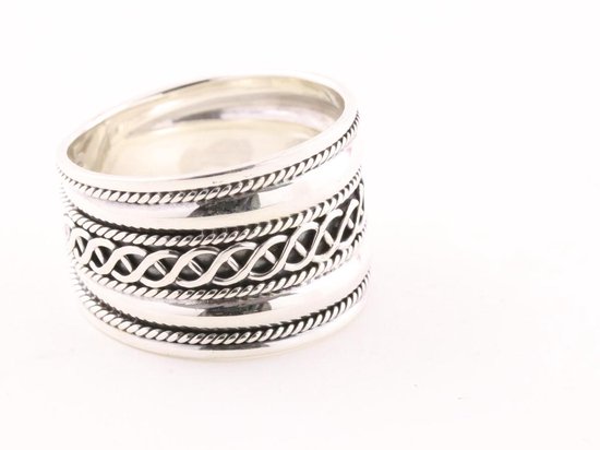 Brede hoogglans zilveren ring met kabelpatronen - maat 19 | bol.com