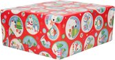 2x Rouleaux de papier d'emballage de Noël imprimé rouge 2,5 x 0, 7m op rol de 70 grammes - Papier cadeau de qualité papier de Luxe / papier d'emballage - Noël