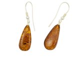 Zilveren oorbellen Amber / Barnsteen 925 zilver (incl. oorbel stoppers)