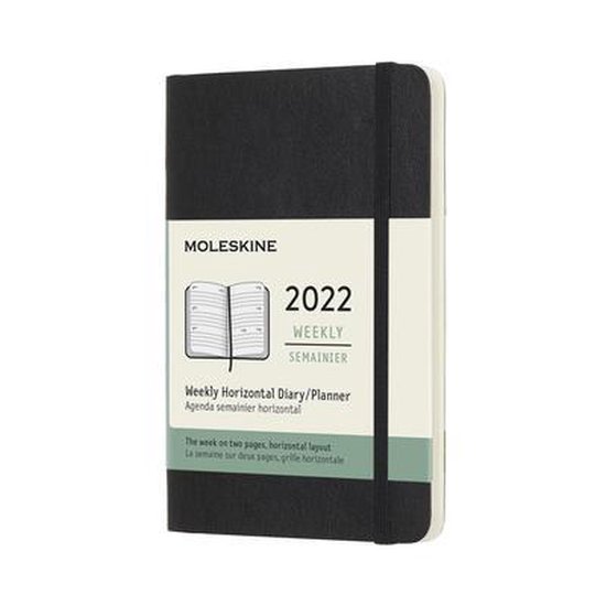 Moleskine 2022 Weekly Horizontal Planner, 12m, Pocket, Black, Soft Cover (3.5 X 5.5)