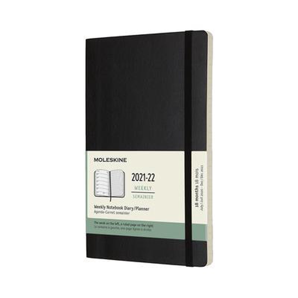 Moleskine 18 Maanden Agenda - 2021/22 - Wekelijks - Large (13x21 cm) - Zwart - Zachte Kaft