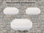 Set van 3 x LED armatuur IP54 muur of plafond montage 2700K - 8W - 600 lumen - 120°