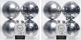 24x Zilveren kunststof kerstballen 10 cm - Mat/glans - Onbreekbare plastic kerstballen - Kerstboomversiering zilver