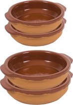 8x Tapas bakjes/schaaltjes San Sebastian met handvatten 13 en 17 cm - Terracotta hapjes/creme brulee ovenschalen/serveerschalen