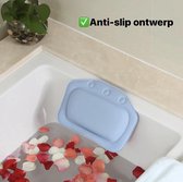 Nivadebro Luxe Badkussen met Anti Slip Zuignappen - Home Spa Kussen voor Rug/Schouder/Nek - Orthopedisch Hoofd Steun voor In Bad en Jacuzzi - Waterdicht - Blauw