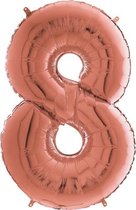Grabo Balloons - Folieballon - Cijfer 8 - rose goud - 66cm