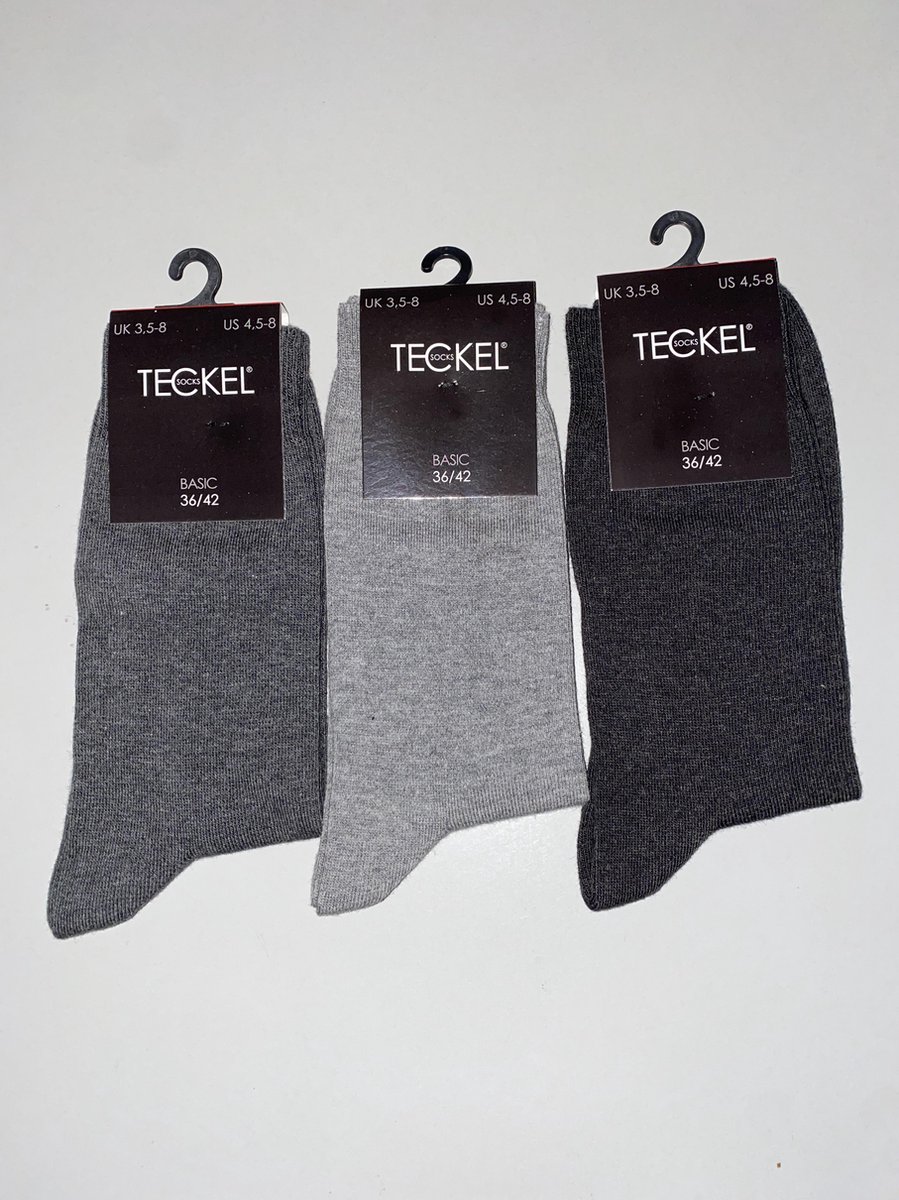 3 Paar Mix kleuren Grijs Damessokken van 75% Katoen - Teckel - Maat 36/42 - Geen gevoelige teennaad