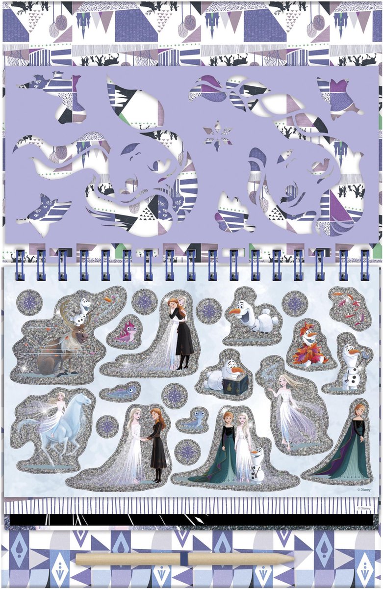 Disney Frozen Totum vakantieboek doeboek kraskaarten sticker en kleurboek speelgoed meisjes - knutselen scratch art met prinsessen Elsa en Anna A5 - 25 delig — afbeelding 2