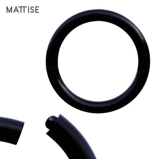 MATTISE Zwarte Chirurgisch Stalen Ring Piercing — Zwart Kleurige — 8 mm Diameter & 1,2 mm Staafdikte — Oorbellen Ringetje Geschikt voor Helix Tragus Septum Lip Neus Wenkbrauw Piercings - MATTISE