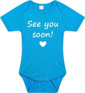 Baby rompertje met leuke tekst | See you soon! |zwangerschap aankondiging | cadeau papa mama opa oma oom tante | kraamcadeau | maat 80 blauw