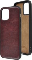 iPhone 12 Mini Hoesje - iPhone 12 Mini hoesje Echt leer Back Cover P Case Bordeaux Rood