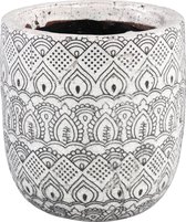 PTMD Tika White geglazuurd keramiek pot art deco rond M