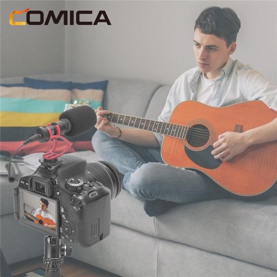 Comica CVM-VM10II compacte richtmicrofoon — voor smartphone en camera — Inclusief plopkap, windkap, shockmount, kabels & case — Zwart/Rood - CoMica