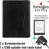 SleepCover Geschikt voor Kobo Clara HD Hoes Zwart + Screenprotector + Oplader