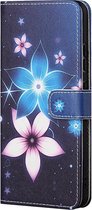 Blauw bloemen agenda book case hoesje Nokia 5.4