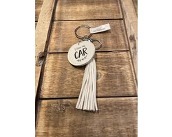 Sleutelhanger met kwastje | Imitatie leer | Wit | I love my car