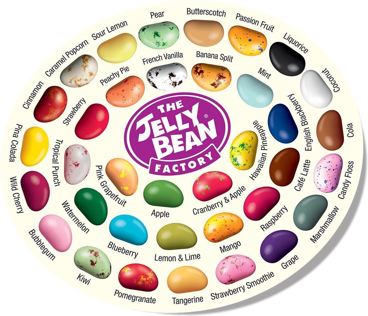 The Jelly Bean Factory Snoep 36 Huge Flavours Jelly Beans Snoeppot The Jelly Bean Factory Snoep 36 Huge Flavours Jelly Beans Snoeppot