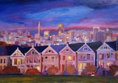 Steden Poster - San Francisco Dubbel Skyline Painted - Wandposter 60 x 40 cm