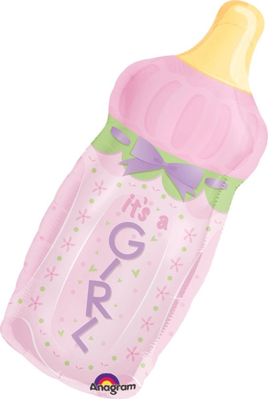 Anagram Folieballon Baby Bottle Girl 79 X 33 Cm Roze