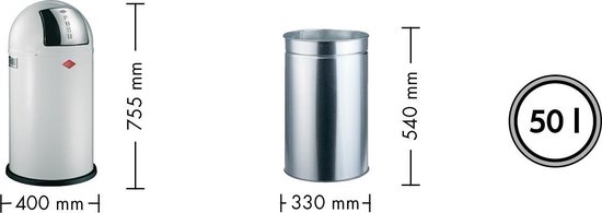 Poubelle Wesco Pushboy - 50 l - Noir