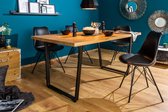 Design eettafel 140 cm eiken look met slede onderstel industriële stijl