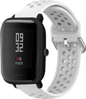 Siliconen Smartwatch bandje - Geschikt voor  Xiaomi Amazfit Bip siliconen bandje met gaatjes - wit - Horlogeband / Polsband / Armband