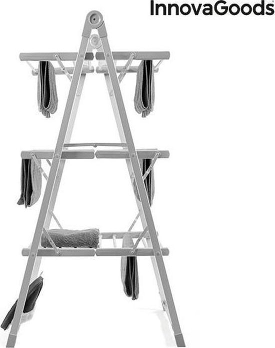 InnovaGoods - Opvouwbaar Elektrisch Kledingdroogrek Verayer 30 Stangen, 300W, Temperatuur max. 50-55 ºC, Inclusief: 4 houders voor het drogen van schoenen