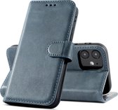 Bestcases - Klassiek Design Echt Lederen Hoesje - Portemonnee Wallet Cases - Book Case Telefoonhoesje - Geschikt voor iPhone 12 Mini - Navy
