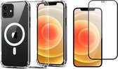 iPhone 12 hoesje met Screenprotector - Transparant - magnetische ring - iPhone 12 Shock Proof - iPhone Case - Telefoon bescherming