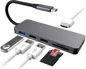 UBS-C HUB 5 in 1 USB-C naar HDMI, USB-A, TF-CARD en MICRO-SD