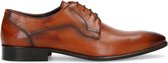 Manfield - Heren - Cognac leren veterschoenen - Maat 41